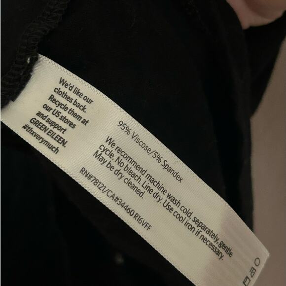 Eileen Fisher Size Small Top Black Long Sleeve Casual Stretchy Shirt Made in USA - Picture 5 of 8